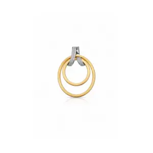 Goldener zweifacher Ringanhänger mit silberner Verzierung, elegantes Design auf weißem Hintergrund.